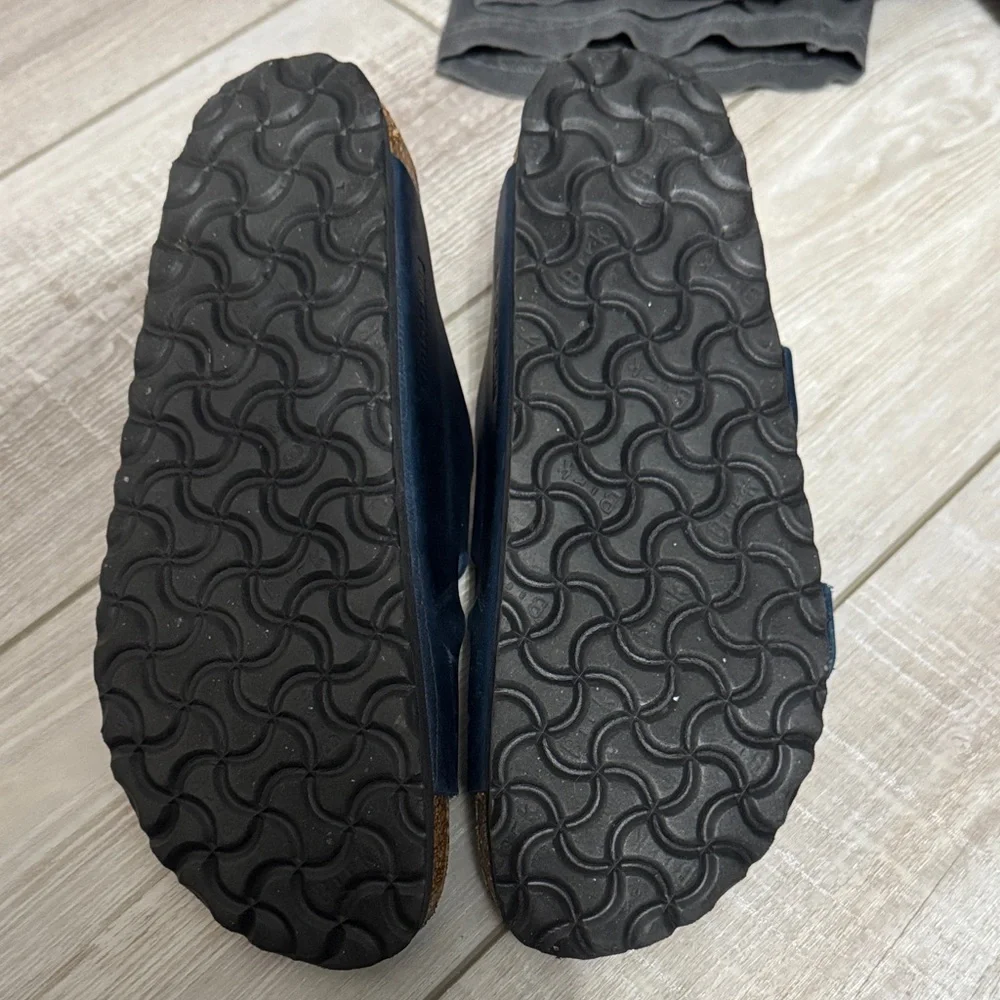 Birkenstock Dark Blue Sandals with Brass Buckles - Picture 3 of 3